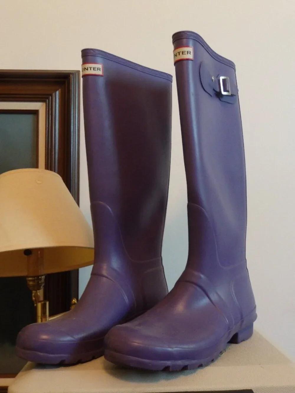 Genuine HUNTER tall PURPLE rain boots Wellies US woman 9  GUC